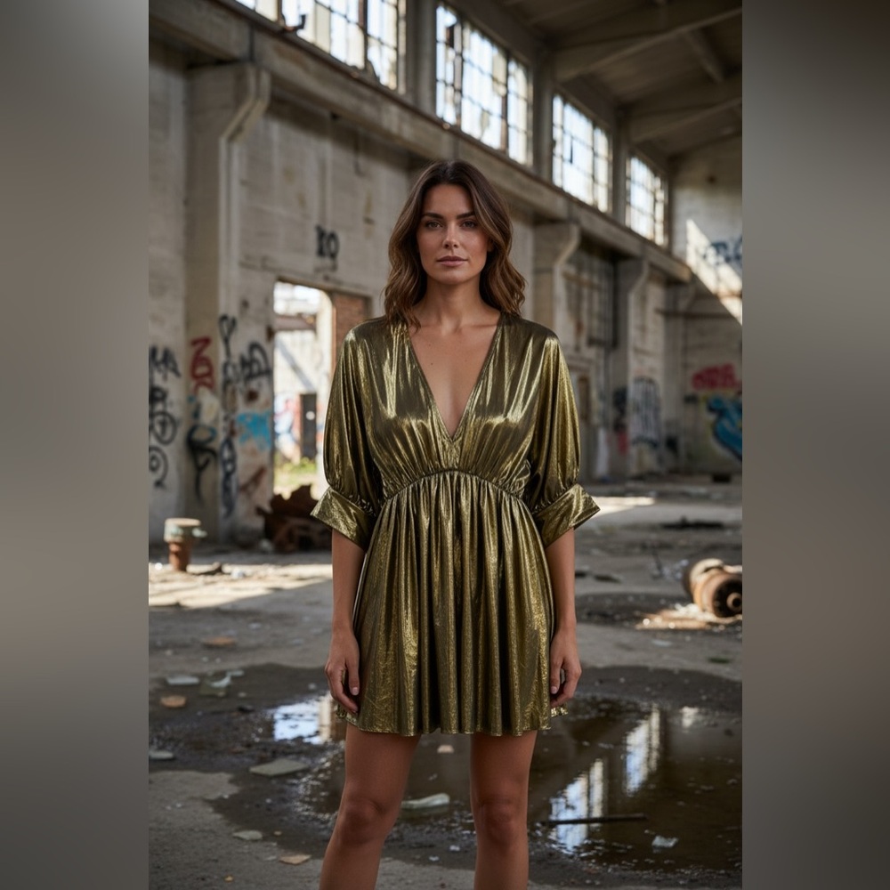 Glam Gold Metallic Mini Dress